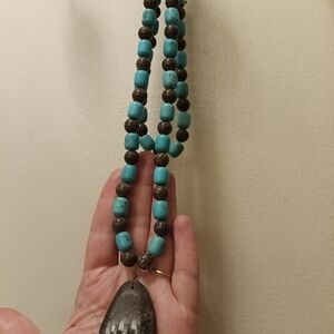 Turquoise and Brown Beaded Necklace